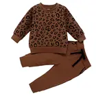 Комплекты одежды для мальчиков, топ с леопардовым принтом для маленьких девочек + однотонные брюки, модные комплекты из 2 предметов, весна 2020, детские костюмы