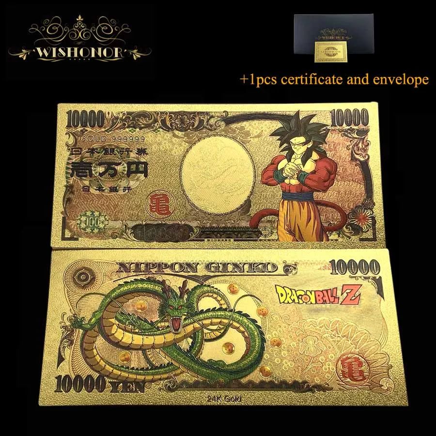 Красивые 23 вида банкнот из японской серии Z с героями мультфильмов|Золотые