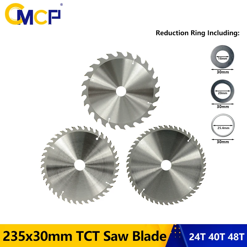 

CMCP 235x30mm TCT Saw Blade 24T 40T 48T Circular Saw Blade Woodworking Cutting Disc Carbide Saw Blade For Wood