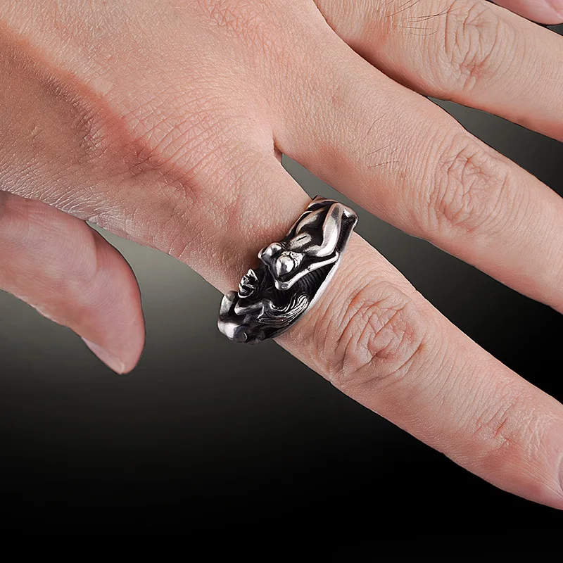 Free Fan Retro Gothic Punk Men Rings Trendy Skull Wolf Lion Dragon Male Band Jewelry Boy Hoop Halloween Accessories | Украшения и