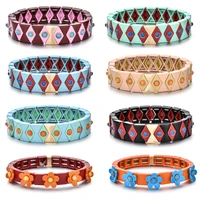 2022 hot evil eye enamel stretch bracelets for women stacking casual bracelet tide brand diy rainbow tile beads bracelet