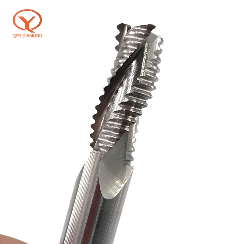 QIYE твердосплавная концевая фреза для черновой обработки 3 канавки 4 резцы с ЧПУ