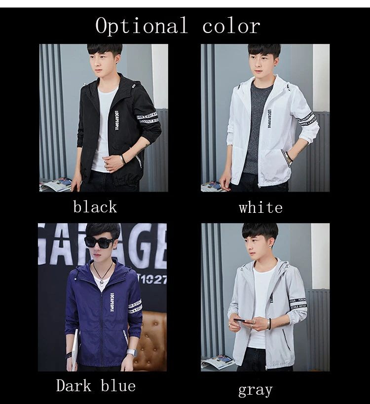 

Spring and autumn men's letter print hooded jacket fashion casual sports men's street trend zipper jacket