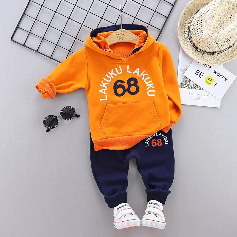 Fashion Baby Boy Girl Clothes Autumn Spring Infants Hooded Top Pants Suits Toddler Clothing Kids Casual Long Sleeve Tracksuits | Детская