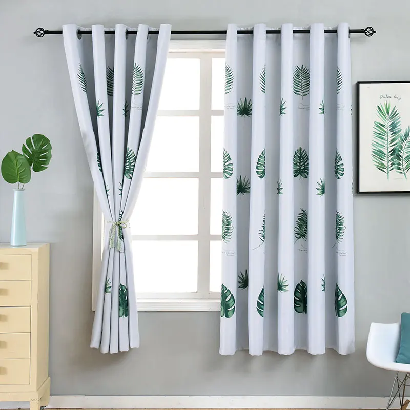 Затемняющие короткие занавески с листьями s для кухни печатные гостиной спальни