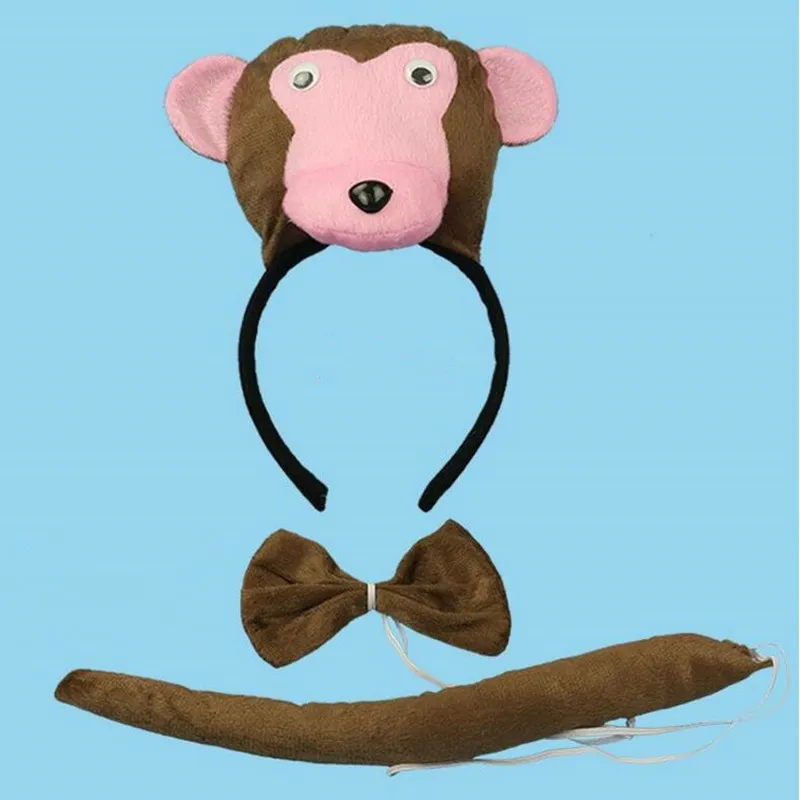 Головной убор с 3D обезьянкой для девочек и мальчиков повязка на глаза косплея