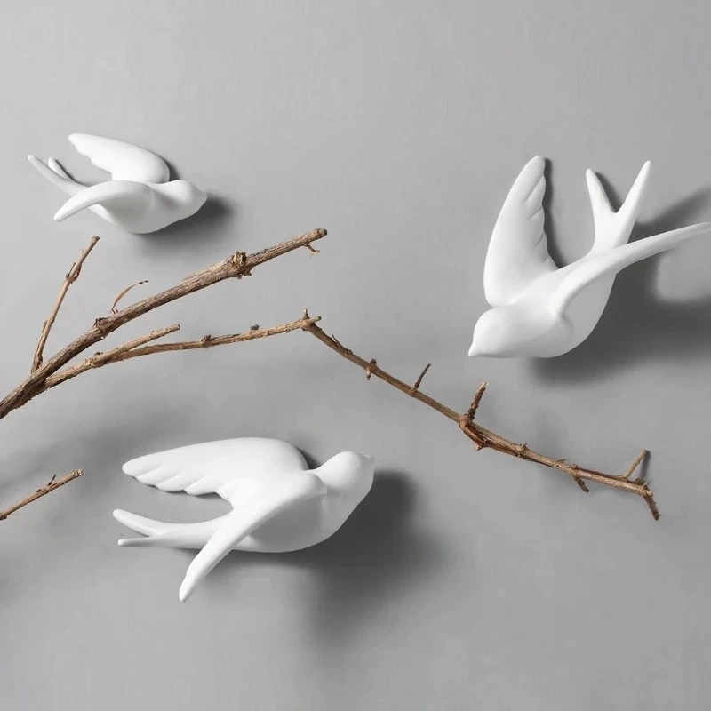 Creative Ceramic Birds Wall Hanging Pigeon Crafts Home Livingroom Sofa TV Background 3D Wall Murals Ornament Art Decor