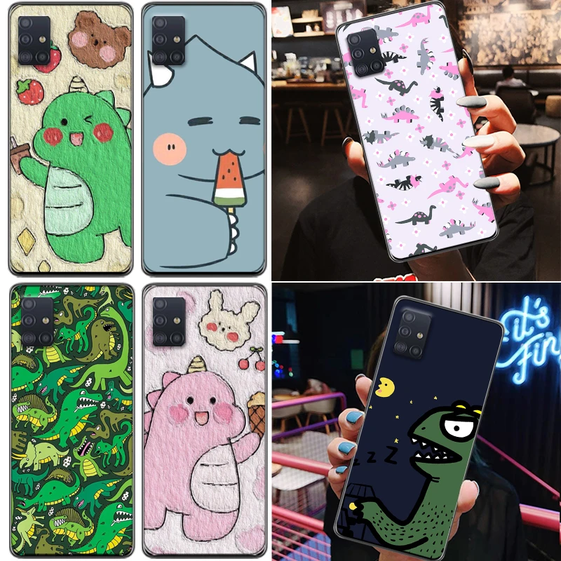 

Cute Flowers Couples Dinosaur Funny Color Painting Phone Case For Samsung Galaxy A71 A51 4G 5G A31 A21 Carcasa Cases Back Cover