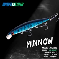 waveisland fishing lure accessories 12 9g 110mm minnow 0 9 1 8m floating trolling baits pesca saltwater pike fish tackle carp