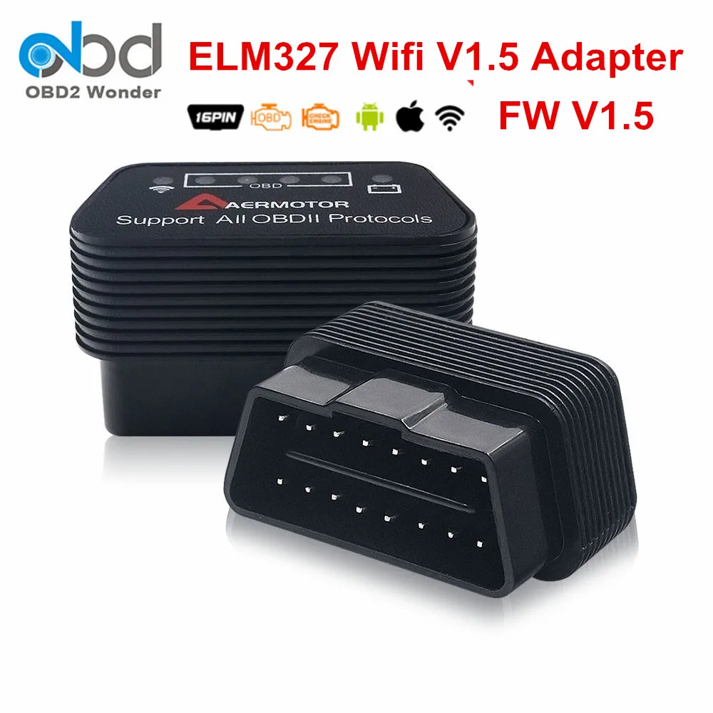 Aermotor Wifi ELM327 OBD2 ELM327 1,5 HH OBD диагностический сканер ELM 327 V1.5 WiFi/Bluetooth OBDII автоматический считыватель кодов поддержка OBD2 OBD 2 протоколы - Цвет: Aermotor Wifi ELM327