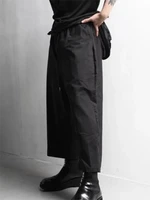 mens wide leg pants new fashion trend multifunctional casual flax stretch waist pants large size wide leg pants