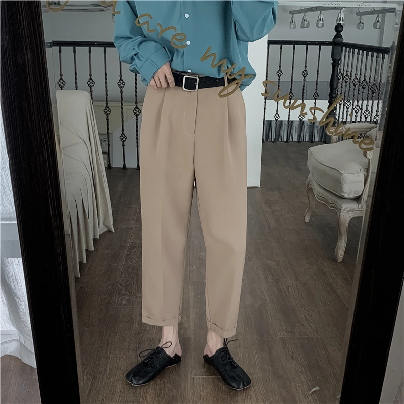 Мужские повседневные брюки свободные однотонные прямые в западном стиле