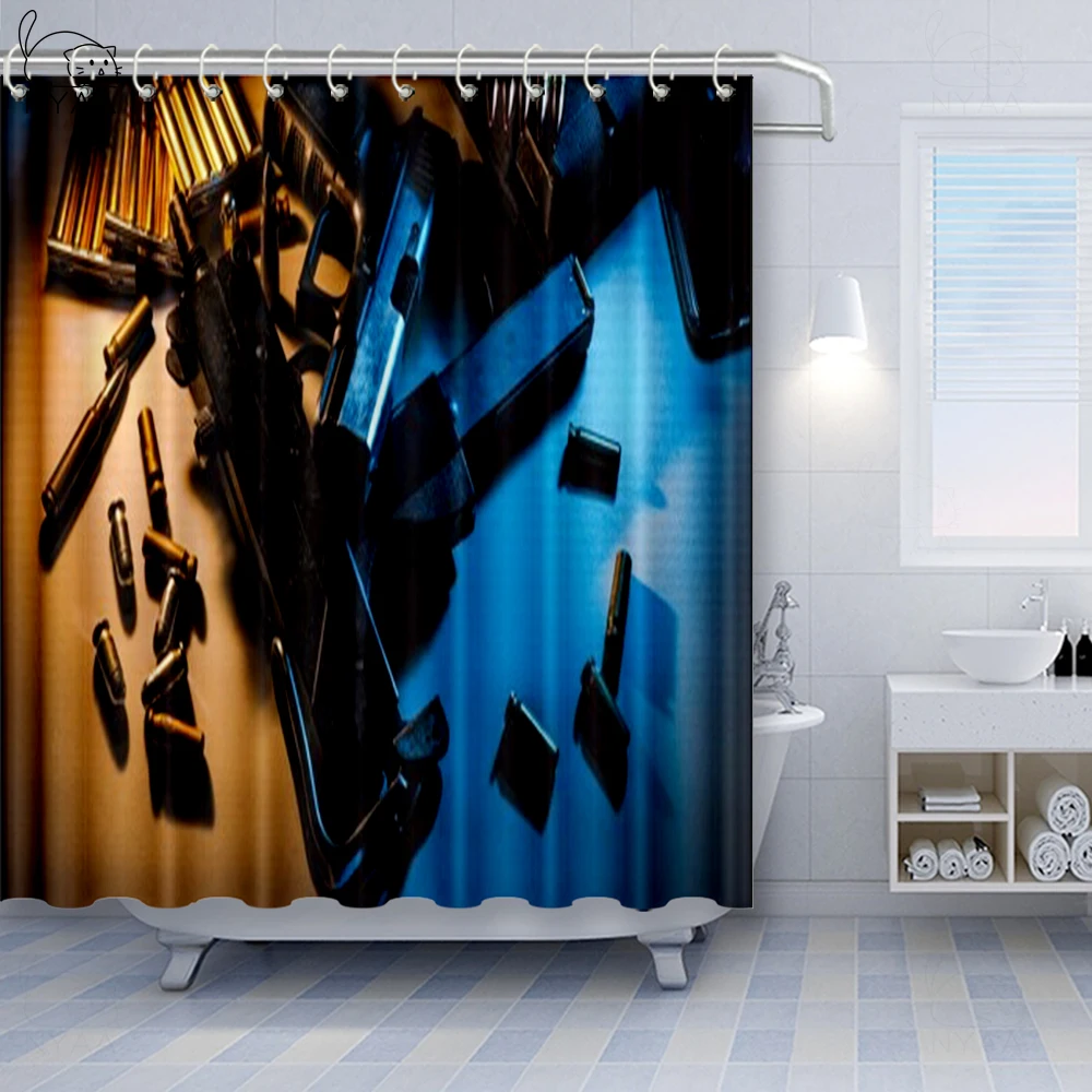 Занавеска для душа Vixm на заказ огнестрельное оружие стильная водонепроницаемая