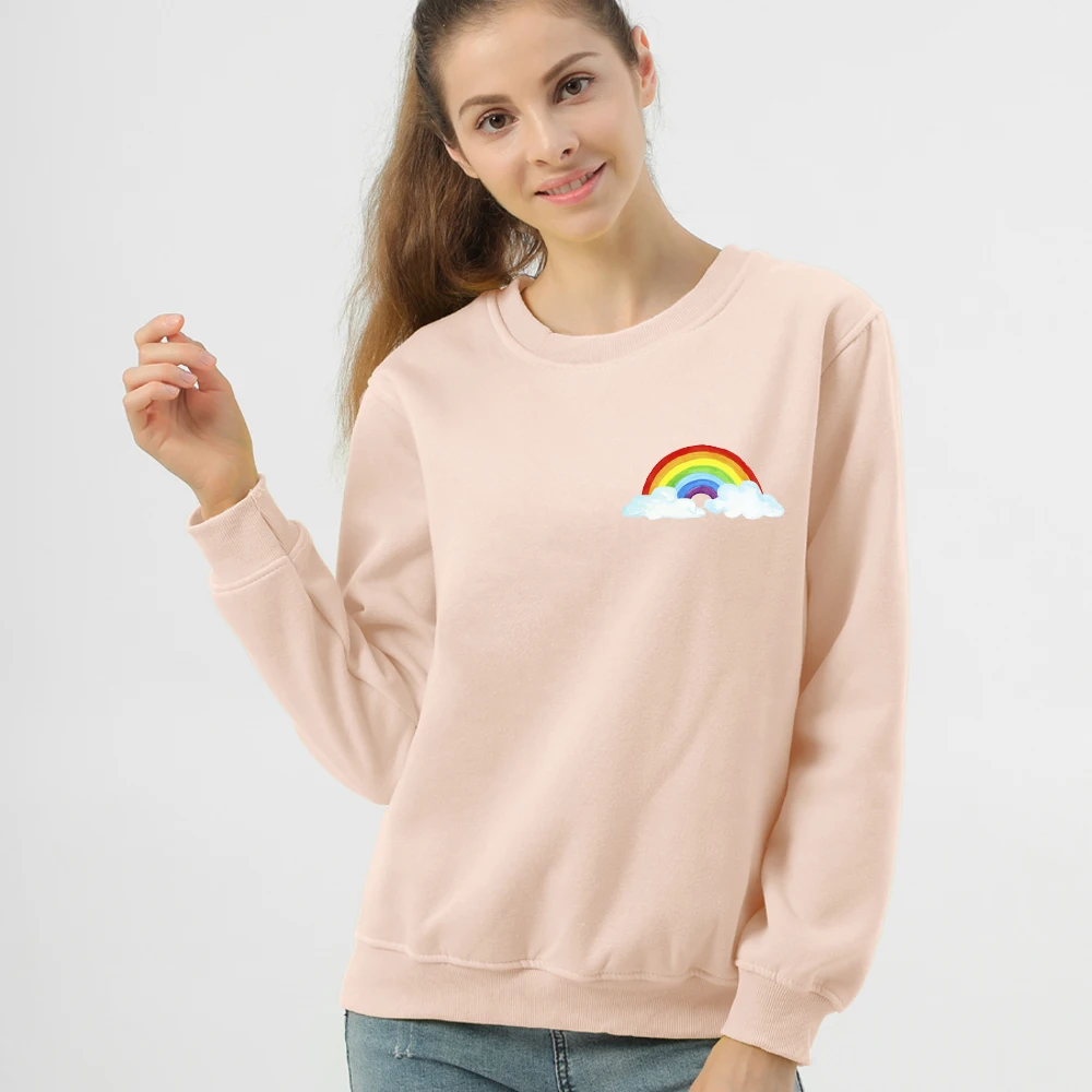 Cartoon Rainbow Printing Crewneck Hoodies Sweatshirts Pullover Harajuku Tracksuit Femmes Sweetshirts Cute Clothes for Women