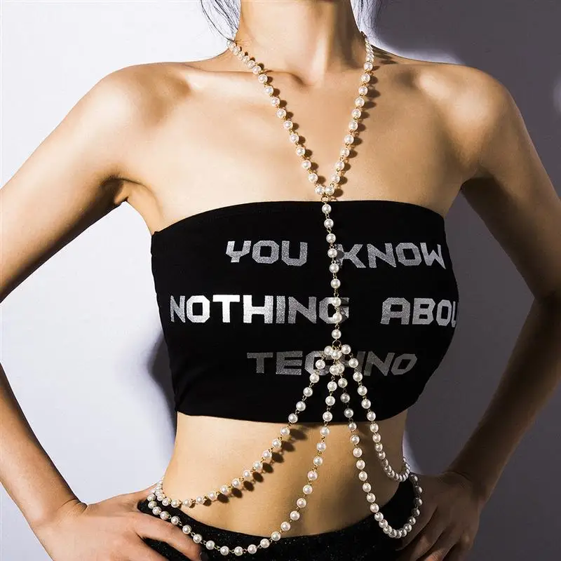 Женское Ожерелье цепочка с имитацией жемчуга|Украшения для тела| |