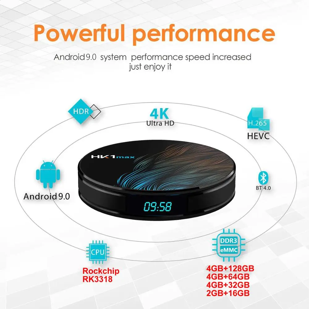 Android 9,0 смарт-ТВ коробка HK1 MAX RK3318 4 ядра, 4 Гб Оперативная память 128 Гб Встроенная память 2,4 г/5G двойной WI-FI USB3.0 BT4.0 3D 4K ТВ-приставка IPTV Set-top BOX