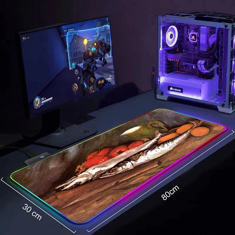 

Van Gogh DIY Gaming Mouse Pad Large Anime Mousepad RGB Computer Mouse Pad Gamer Mause Pad LED Backlit Mat Keyboard Desk Mat
