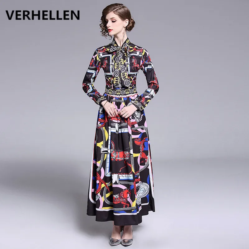 VERHELLEN высокое качество дизайнерское подиумное Макси длинное платье 2019 осеннее