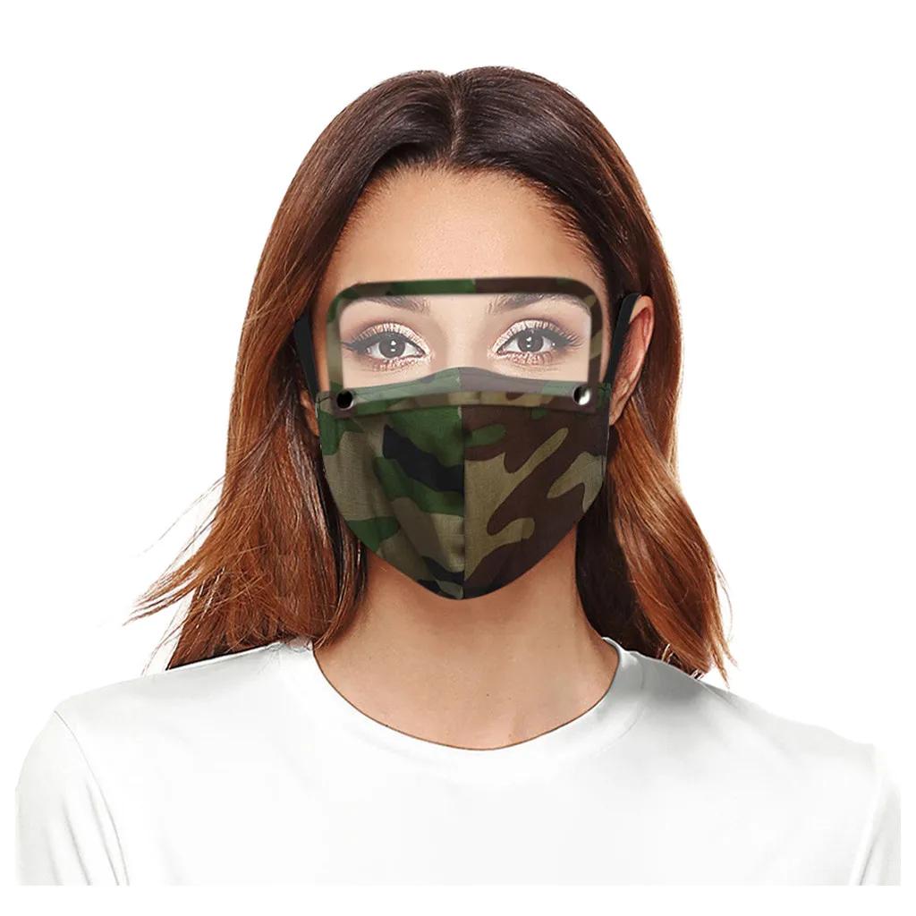

3PCS Adult Mask Leopard Print Camouflage Reusable Washable with Detachable Eyes Shield masque Windproof Mouth-muffle Face Masks