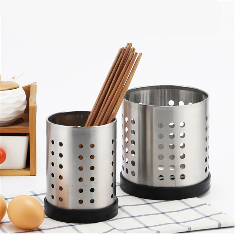 

2-Size Stainless Steel Home Kitchen Chopsticks Storage Rack Multifunction Fork Spoon Cutlery Drain Holder Organizer Accessories