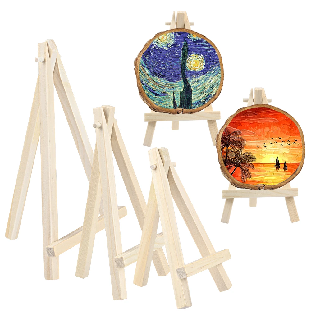 

Children Painting Frame Craft Tripod Display Mini Natural Wooden Easel For Meeting Wedding Artist Artwork Display Table Canvas