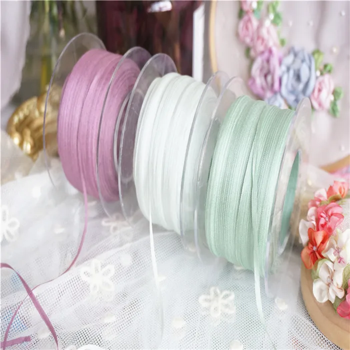 Новый цвет 2 мм однотонные цвета 100% чистый шелк вышивка лента тонкая тафта