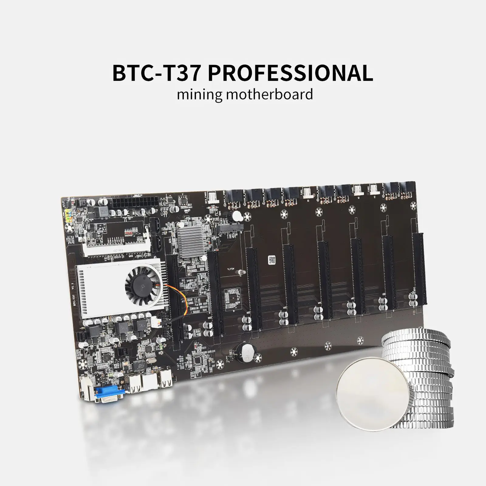 For BTC-T37 Mining Machine Motherboard VGA CPU Group With 8 Discrete Graphics Card Slots Gigabit Ethernet Support | Электроника