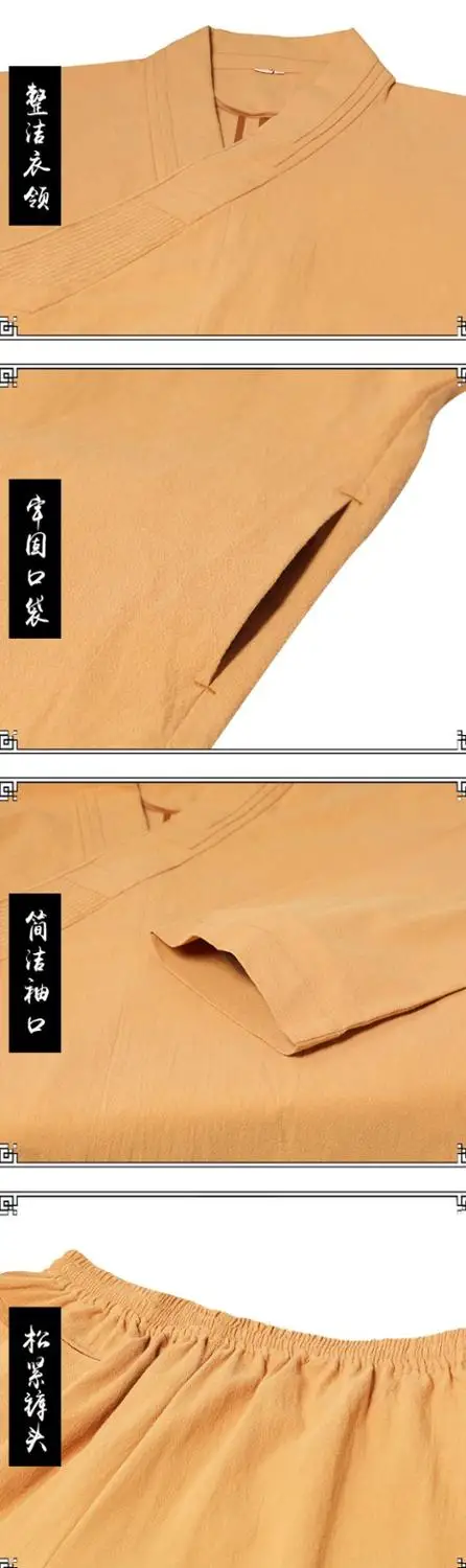 Унисекс полный хлопок буддийский шаолин одежда монахов дзен буддизм платье