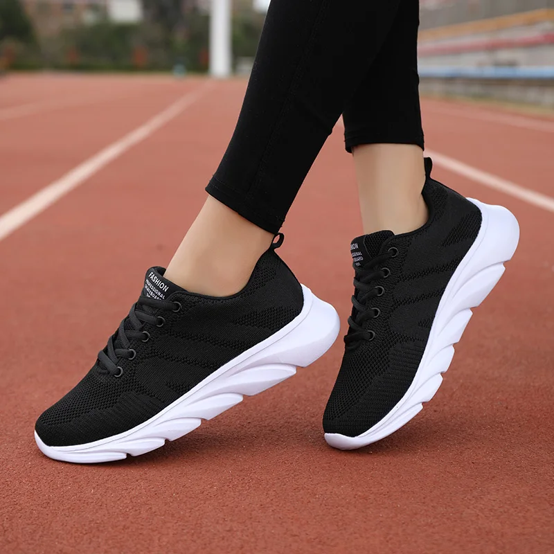 

Кроссовки женские из дышащего сетчатого материала, плоская подошва, для ходьбы, Повседневная модная обувь, белые, 2021