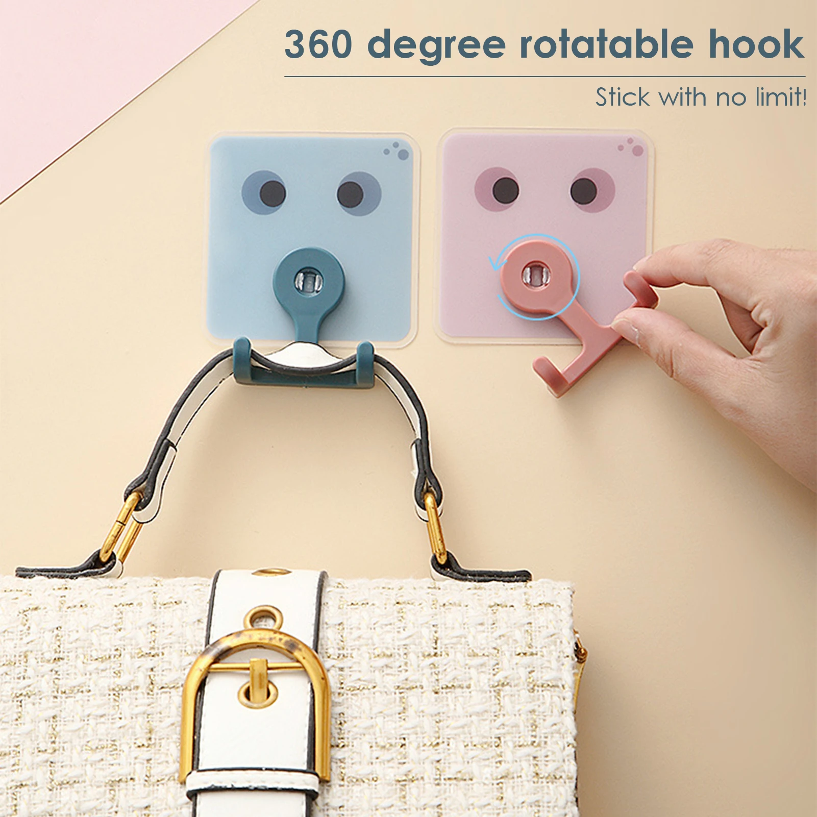 

4pcs Kitchen Hooks for Hanging Wall Hooks 360 Degree Rotating Hooks for Keys Bathroom Shower Outdoor Kitchen Door Sticky Hooks