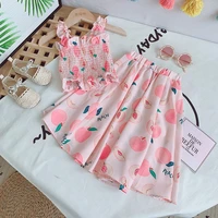 girls clothes set summer fruit print elastic sling top high waist long skirt two piece new fashion baby girl clothes