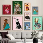 Принты Мопсов и плакаты, роскошная брендовая Картина на холсте, модная иллюстрация, смешная Женская собака, настенные картины для декора гостиной