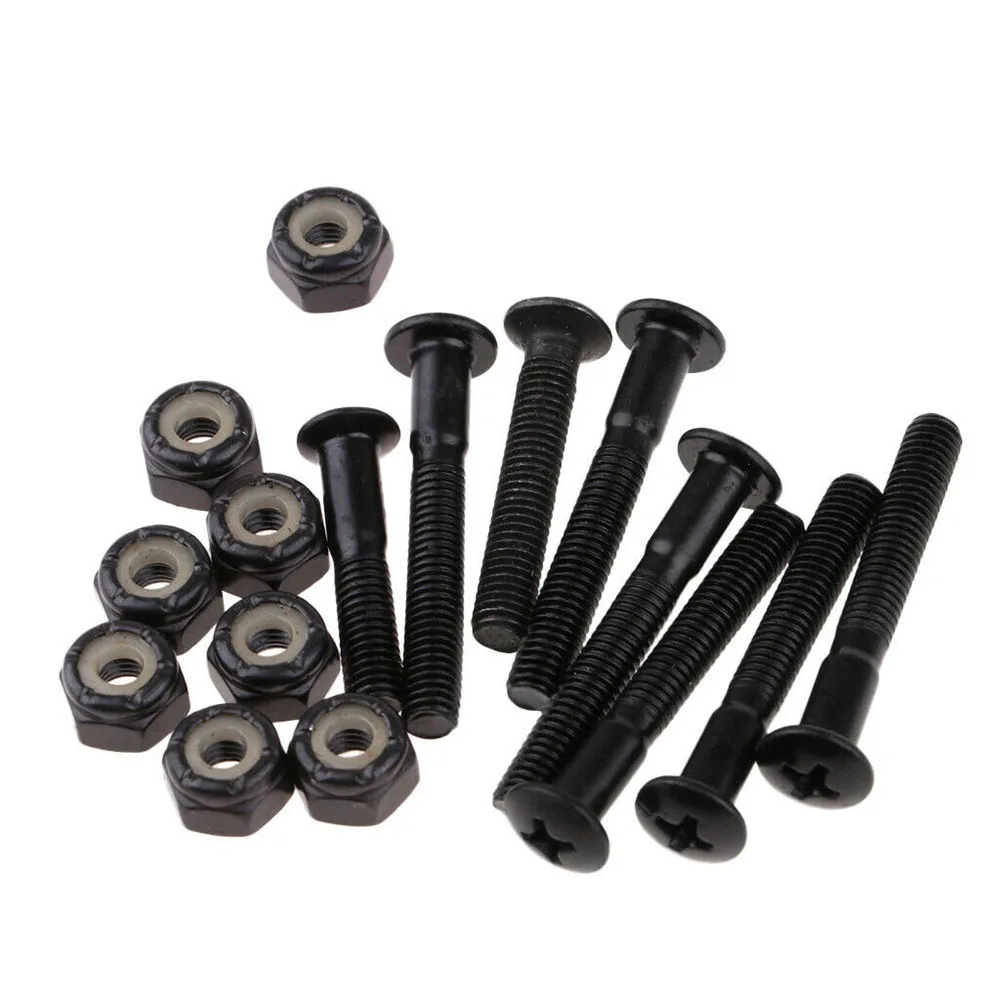 Черные полузубчатые крепежные винты и гайки с грибовидной головкой для