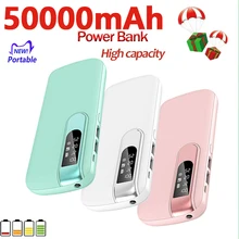 50000mah Power Bank Portable Charger Digital Display High Capacity External Battery Poverbank Charger for Xiaomi Samsung iphone8