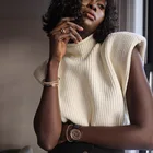 Женская модная водолазка, модель 2022 года, Женский вязаный пуловер с наплечниками, джемпер на осень и зиму, повседневный Топ