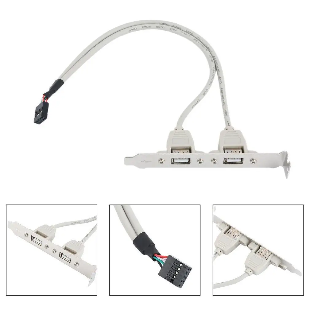 

2-Port USB2.0 Motherboard Rear Panel Expansion Bracket Host Adapter New QT