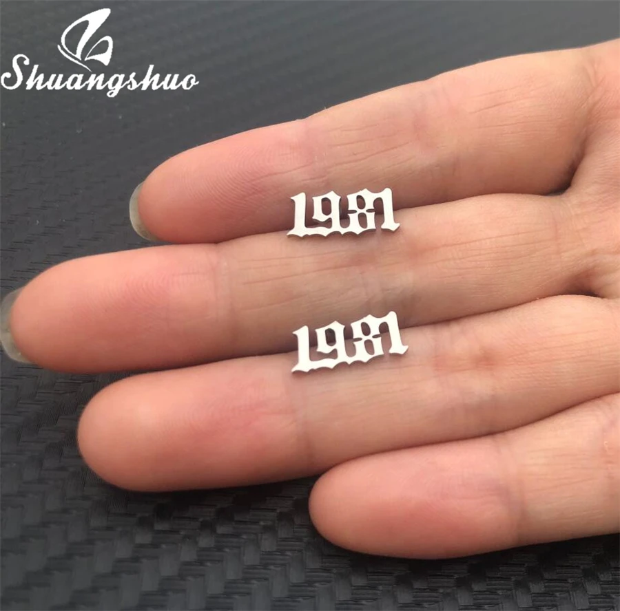 Женские и мужские серьги-гвоздики Shuangshuo серьги из нержавеющей стали с цифрами
