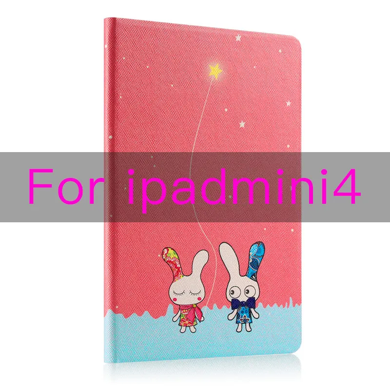 mini4- love Чехол для ipad mini 1/2/3/4, жесткая задняя крышка с откидной крышкой, смарт-чехол с подставкой, чехол из искусственной кожи с милым рисунком для девочек, чехол с цветочным принтом, funda - Цвет: mini4- love