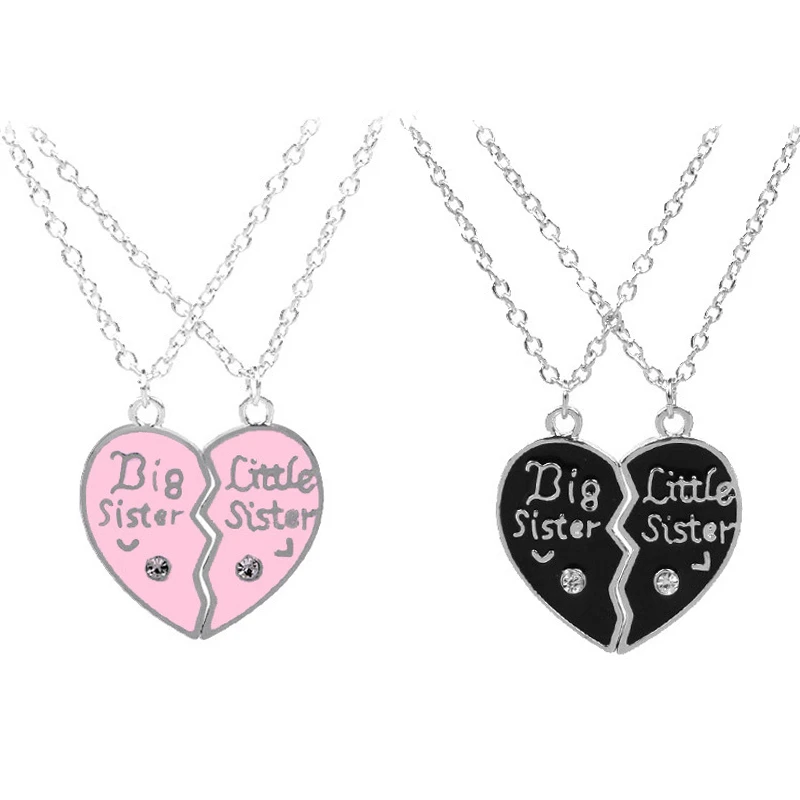 2 шт./компл. эмаль розового и черного цветов в форме сердца серьги Цепочки ожерелья Для женщин мужчин для