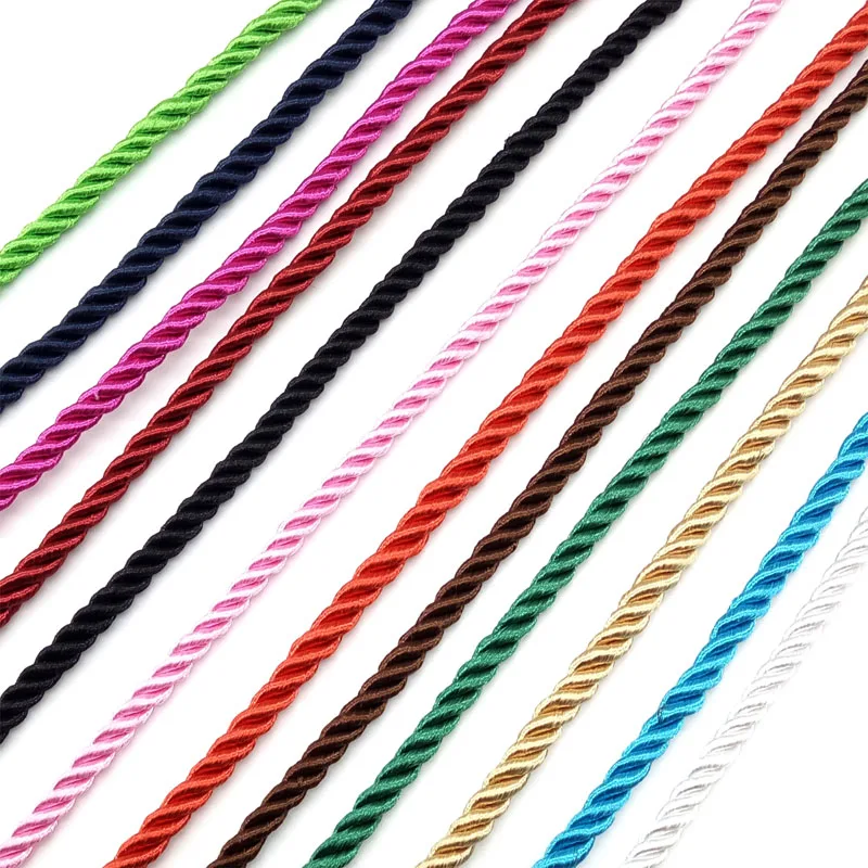 

Wholesale DIY Fashion 3 pcs/bag 3mm Shares Twisted Cotton Silk Rope Chain Lobster Clasp Cord fit Charm Necklace Accessories