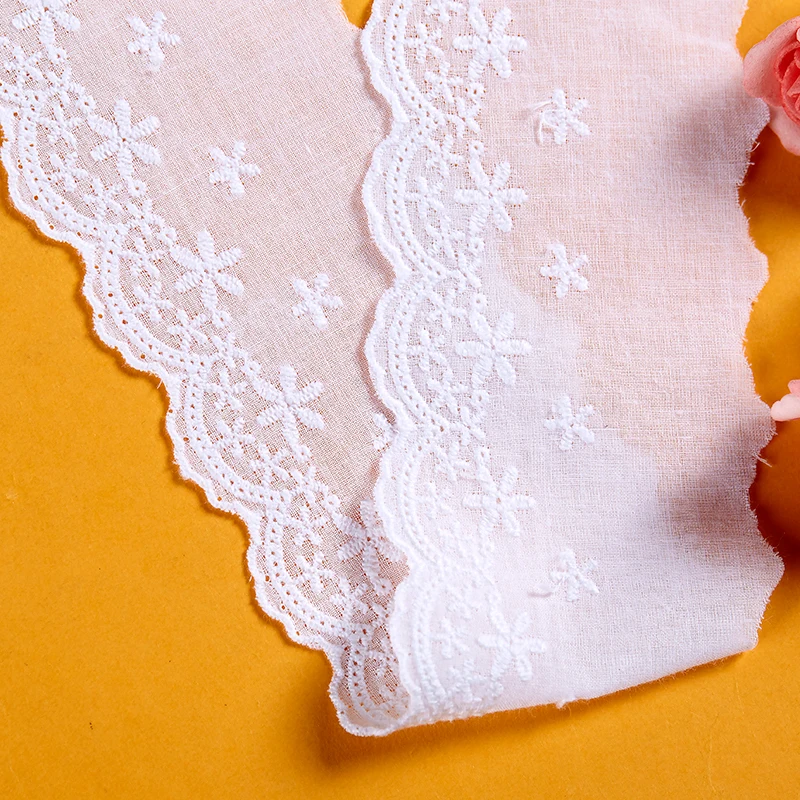 Хлопковая белая вышитая кружевная лента шириной 6 см обрезанная ткань для кукол