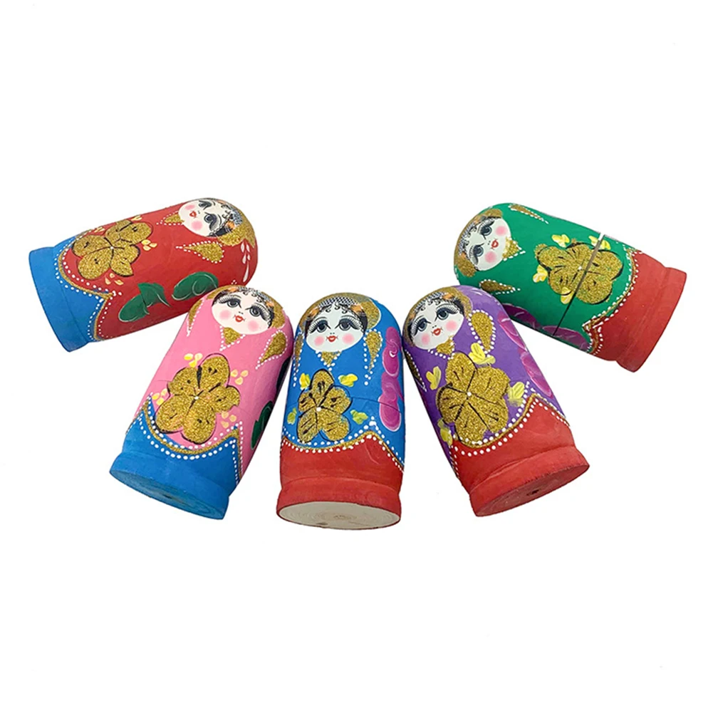 

5 Layers Wooden Matryoshka Dolls Toys Russian Nesting Dolls Best Wishes Kids Christmas New Year Gift Handmade Crafts Dropship