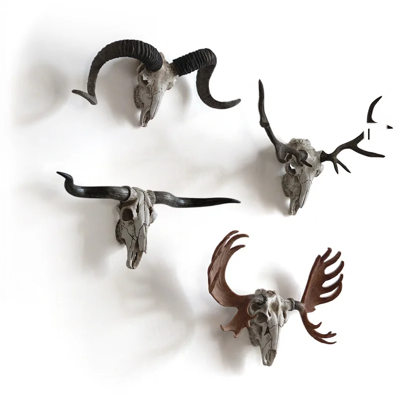 Retro antler antler animal skull home living room wall hanging creative bar wall deer head decorations