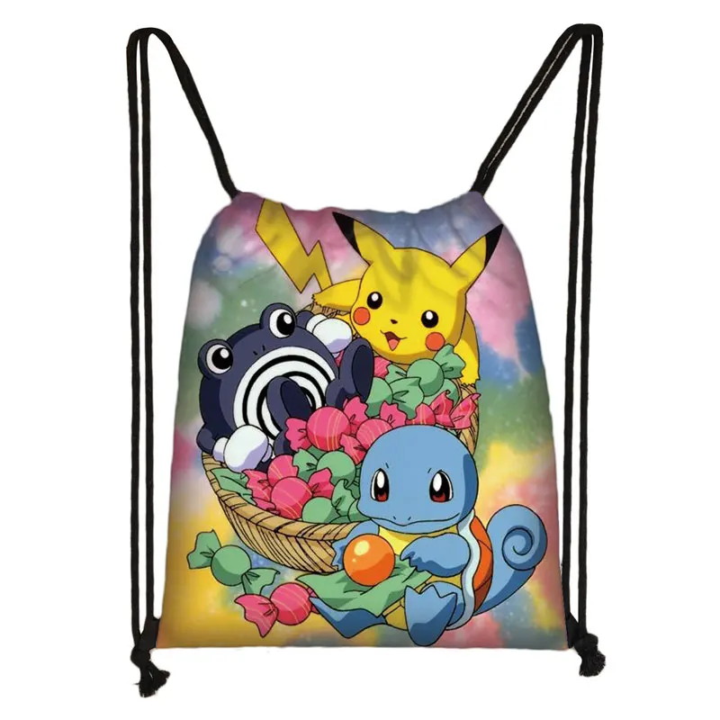 Сумка с рисунком покемона на шнурке с принтом Пикачу/булбазавр/EEVEE/Psyduck рюкзак для мальчиков и девочек сумка для хранения детской книги - Цвет: skdcwjl123