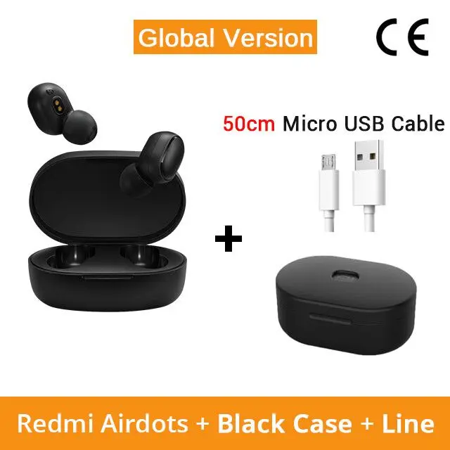 50cm N Black Case Оригинальные Xiao mi Red mi AirDots TWS mi True беспроводные bluetooth-наушники с mi c Bluetooth 5,0 ANC Handsfree Наушники управление AI - Цвет: 50cm N Black Case