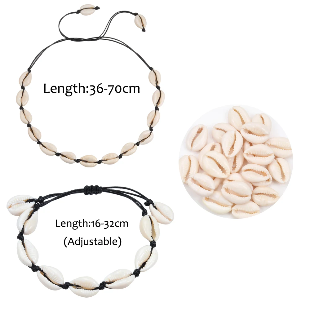 2 шт./компл. Модные женские ожерелья-ракушки Браслет Ошейник-веревка цепочка для