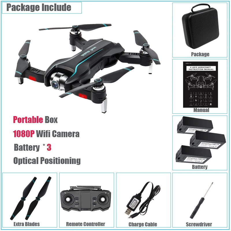 Portable 1080P 3BAT 50X зум-камера мини-Дрон с 4K HD Wifi FPV Квадрокоптер оптический поток позиционирования игрушки вертолет складной Дрон двойная камера - Цвет: Portable 1080P 3BAT