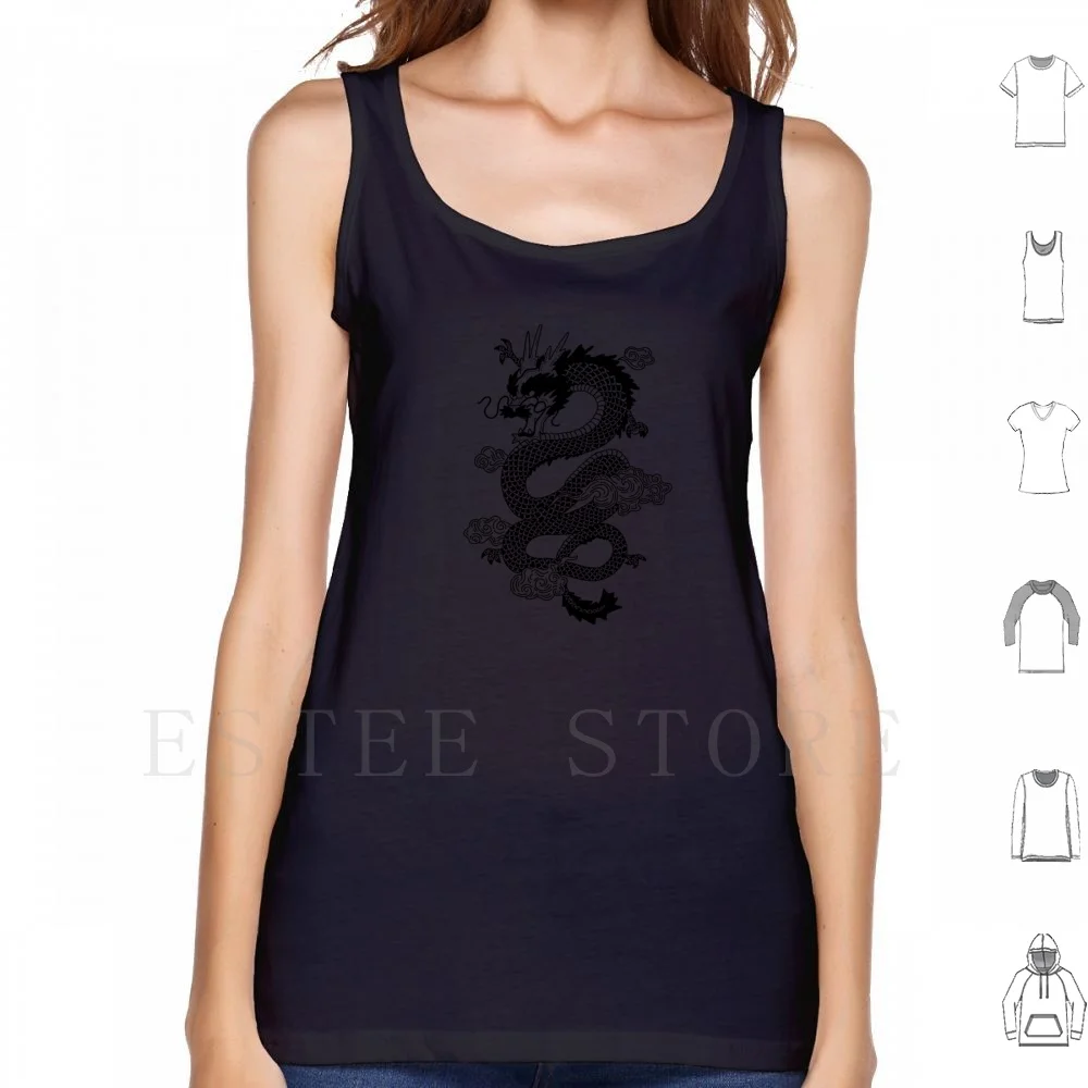 Майка с татуировкой дракона жилет без рукавов дракон тату облако облака простая