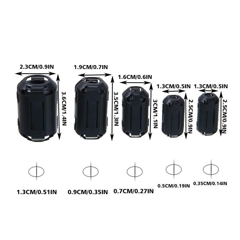 Черный ферритовый сердечник зажимы для кабеля фильтр подавитель шума EMI RFI зажим