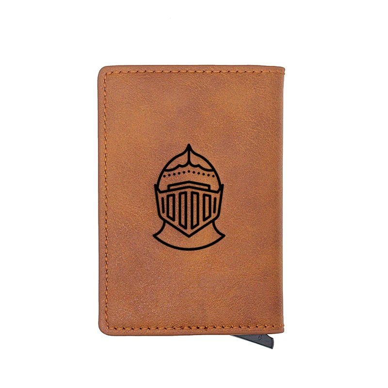 

Classic Retro Crusader Knight Design Card Holder Wallets Men Women Rfid Leather Short Purse Slim Mini Wallet Small Money Bag